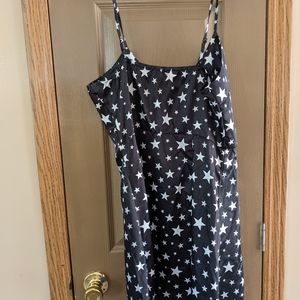 Shein size Large satin star print button up dress
